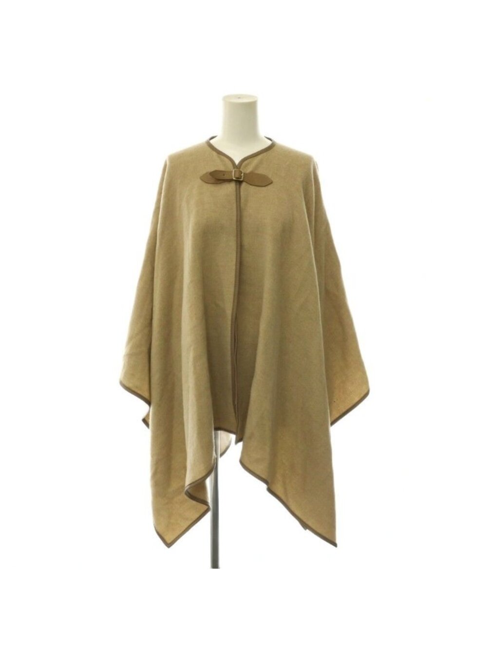 Max Mara Virgin Wool Poncho Coat Irregular Hem Beige